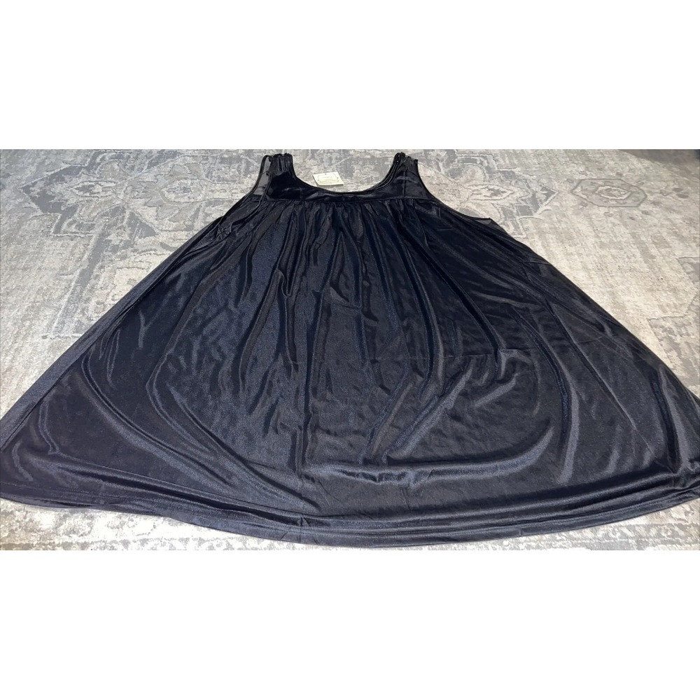 New Venice Fashion Womens' Silky Embroidered Nightgown Black Plus Sz 2X - Picture 5 of 6